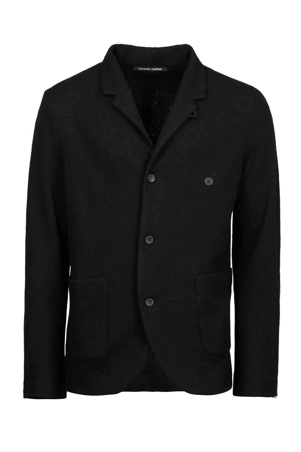 Boiled Wool Button-Up Blazer Black