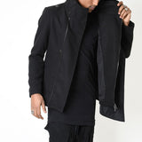 Regular Cloth & Nylon Insert Coat Black