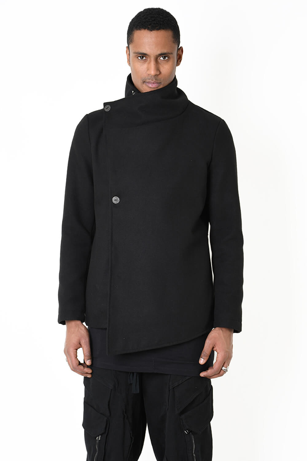 Regular Cloth & Nylon Insert Coat Black