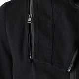 Removable Neck Cotton Stretch Jacket Black