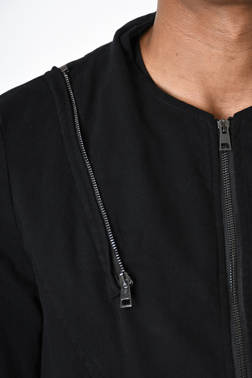 Removable Neck Cotton Stretch Jacket Black