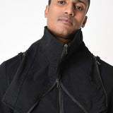 Removable Neck Cotton Stretch Jacket Black