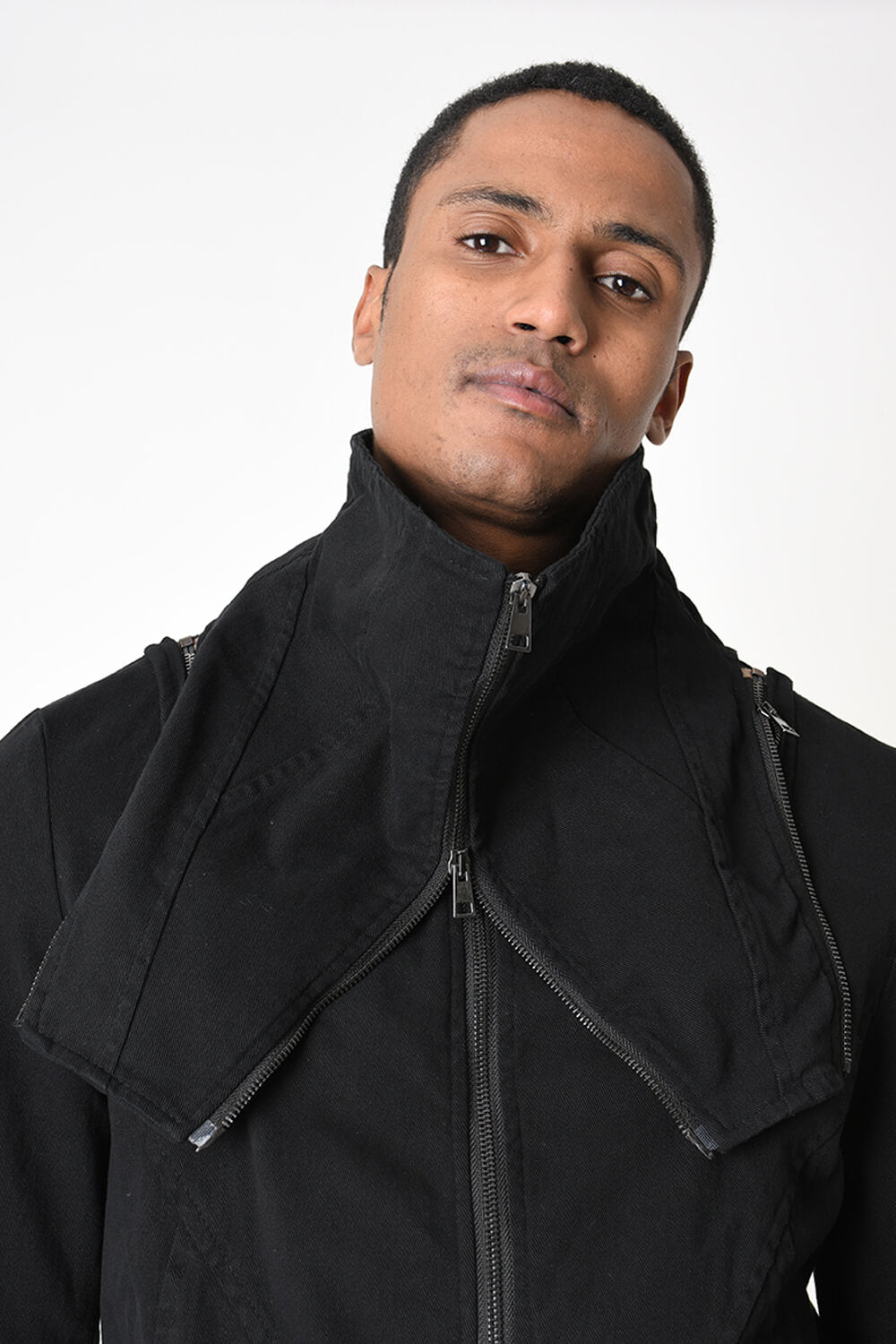 Removable Neck Cotton Stretch Jacket Black