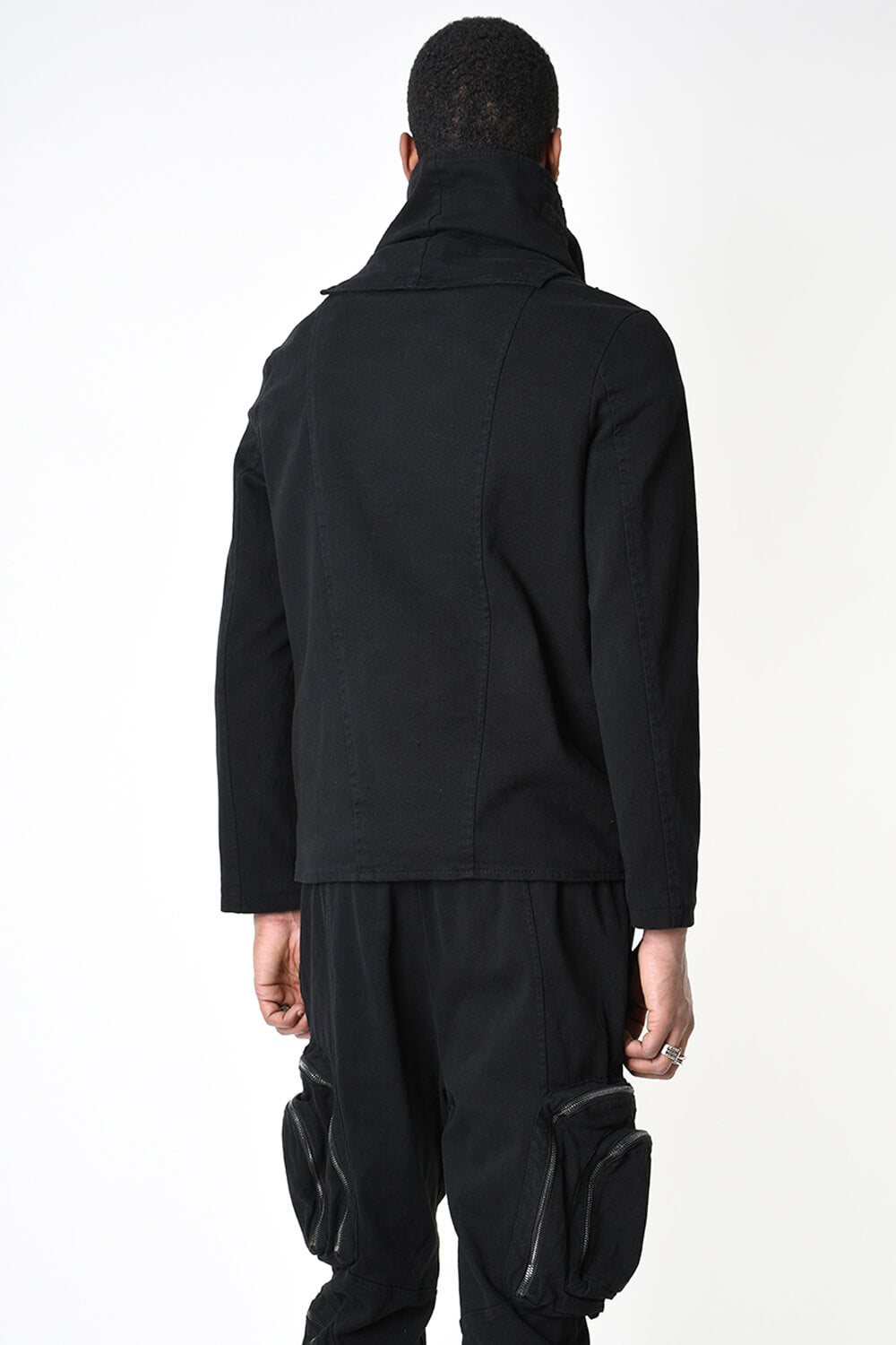 Removable Neck Cotton Stretch Jacket Black