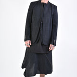 3B LM142 Linen/Cotton Regular Fit Jacket Black