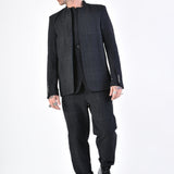 3B LM142 Linen/Cotton Regular Fit Jacket Black