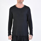 3J LM165 L/S Regular Fit Viscose/Silk T-Shirt Black