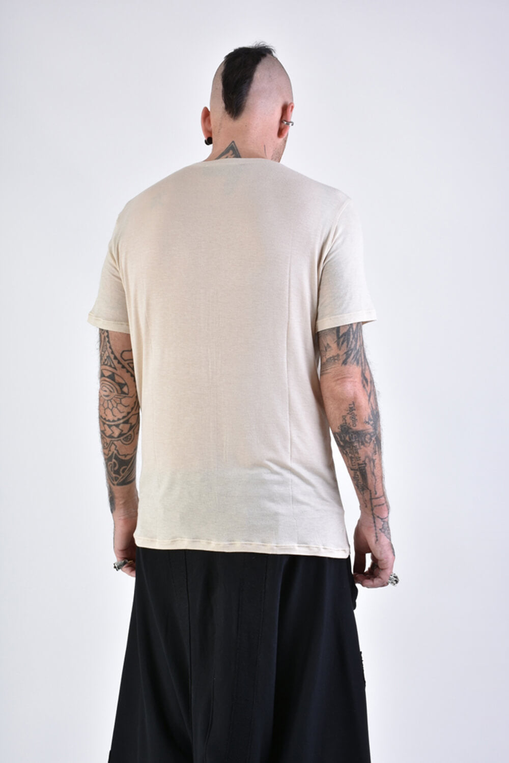 Regular Fit Viscose/Silk T-Shirt Beige