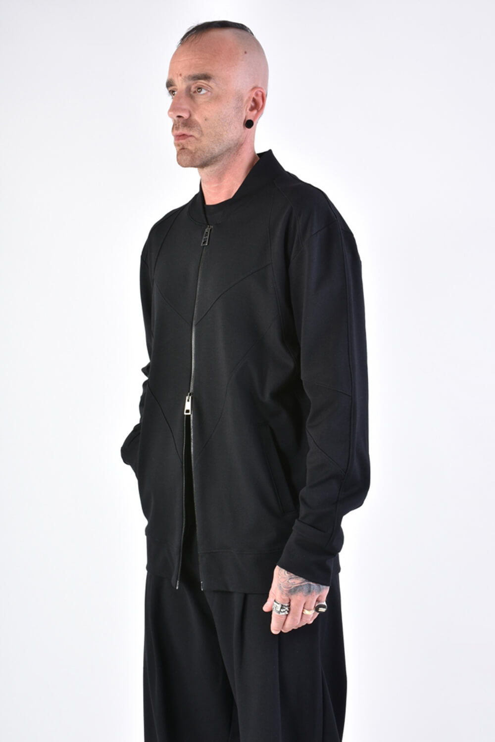 Zip-Up Bomber Jacket Black