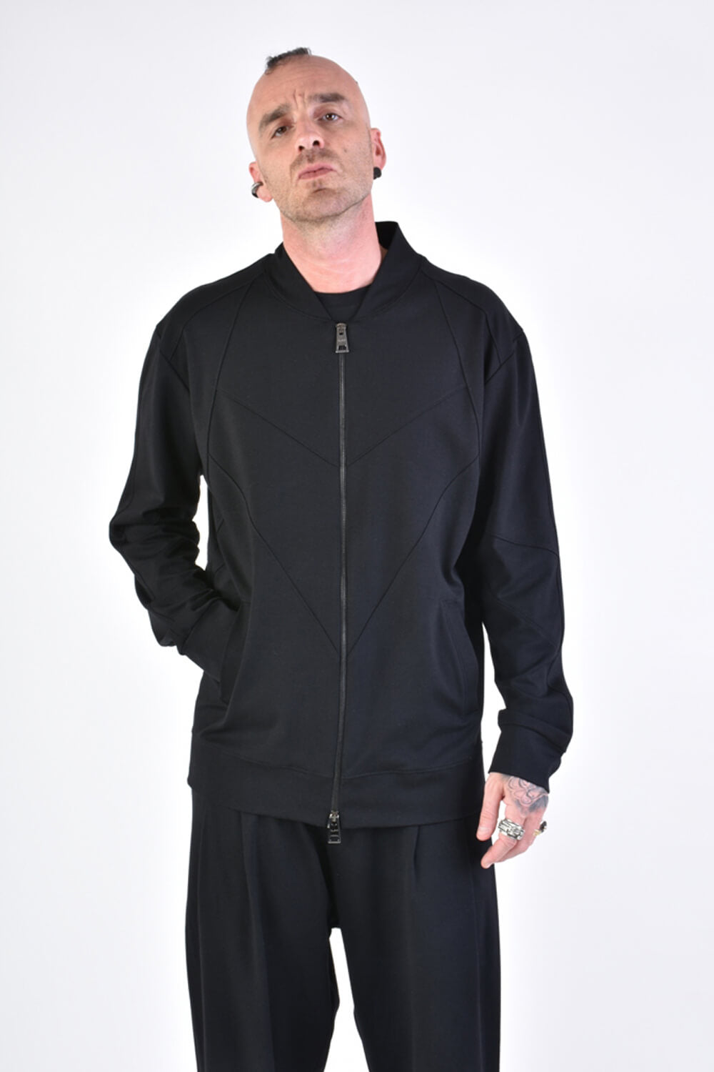 Zip-Up Bomber Jacket Black