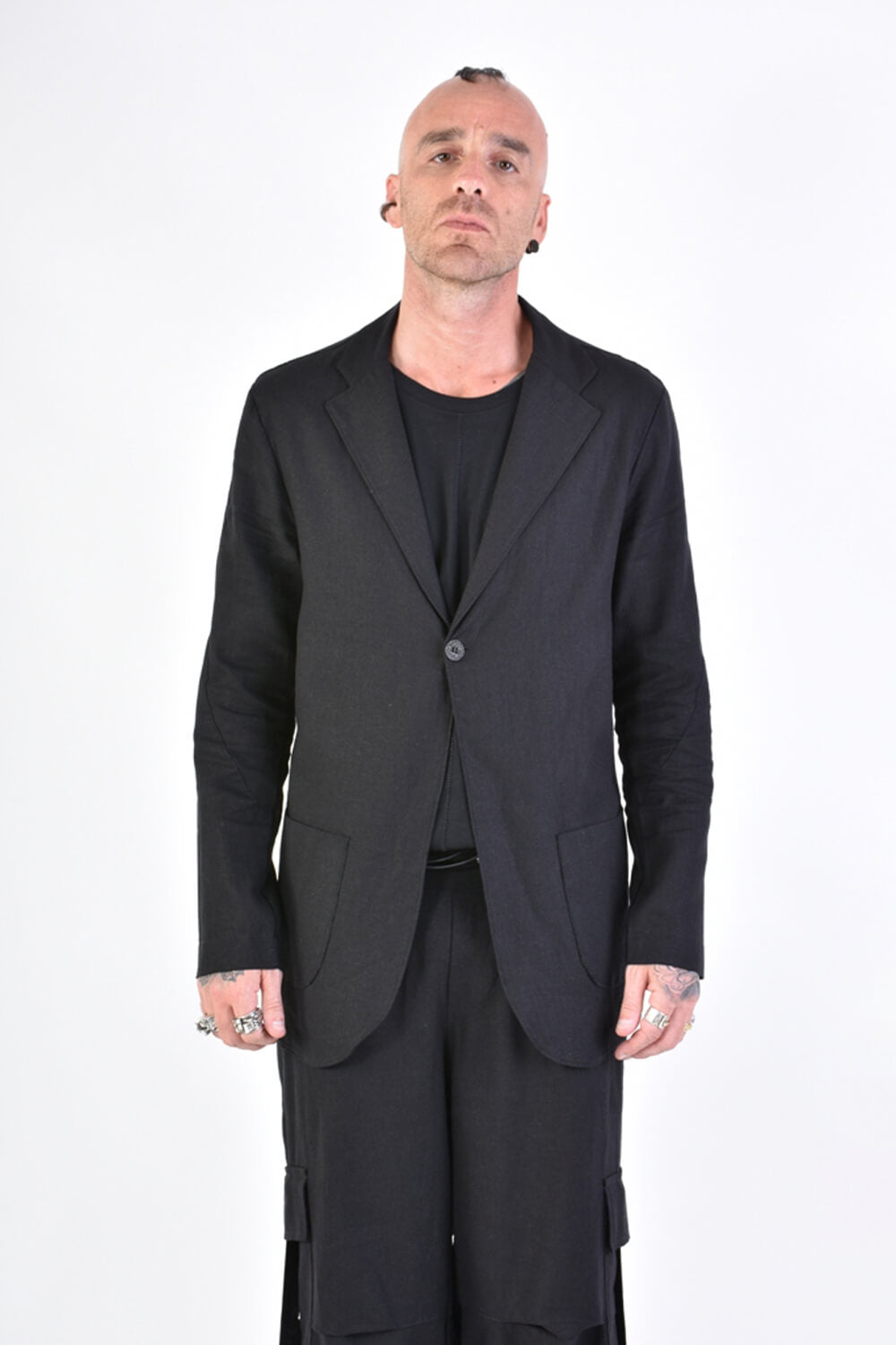 Linen/Viscose Regular Fit Blazer Black