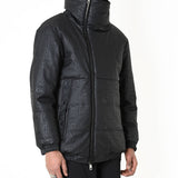 Faux Leather & Faux Fur Down Jacket Black