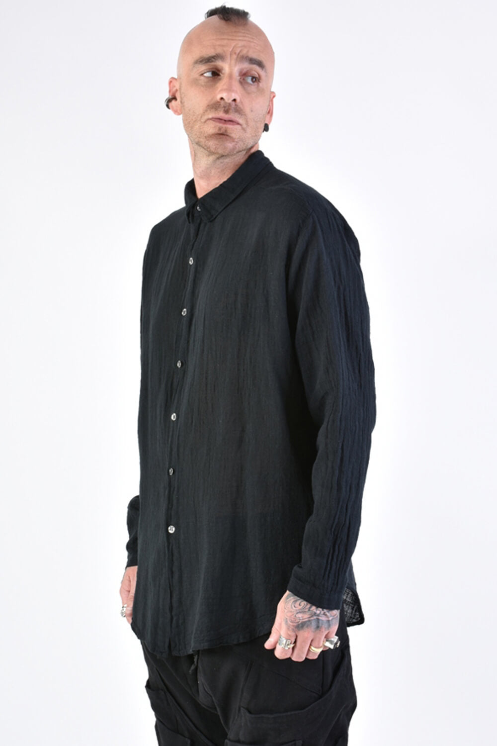 Gauze Cotton Shirt Black