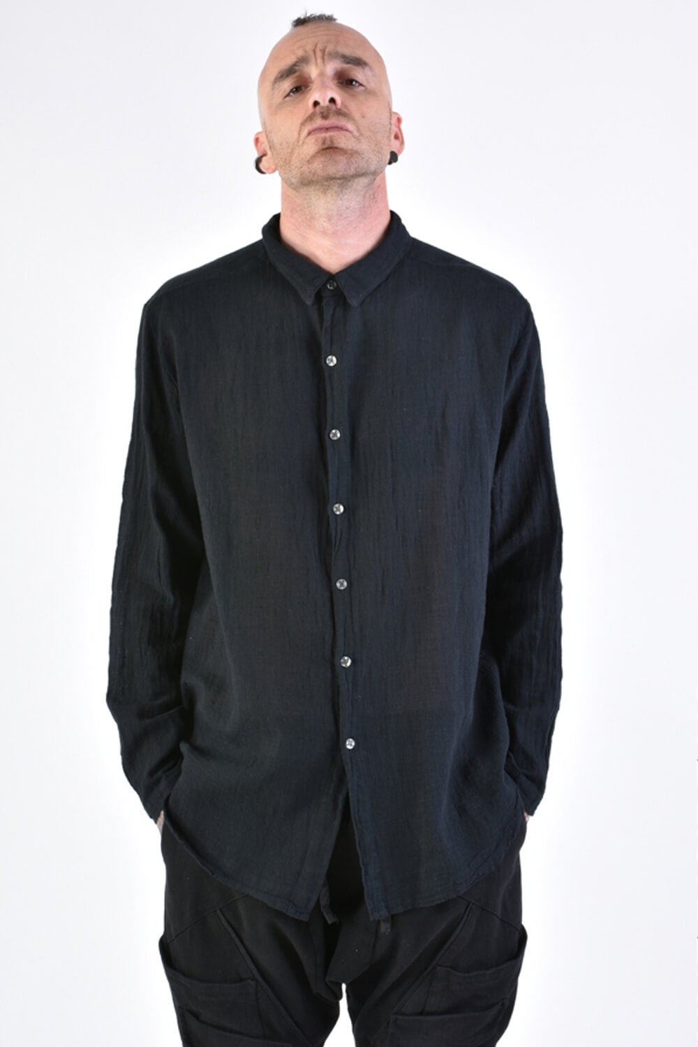 Gauze Cotton Shirt Black