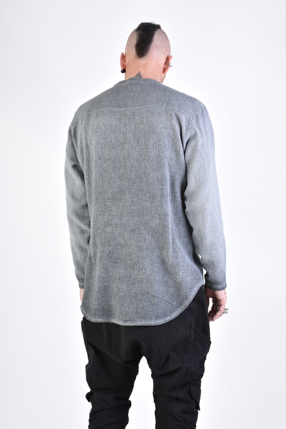 L/S Button-Up Cotton Shirt Grey