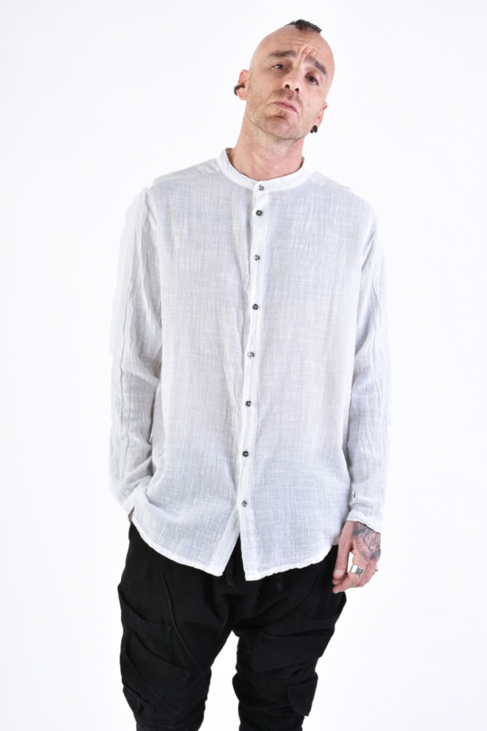 L/S Button-Up Cotton Shirt White