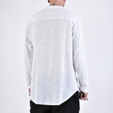 3V LM118 L/S Button-Up Cotton Shirt White