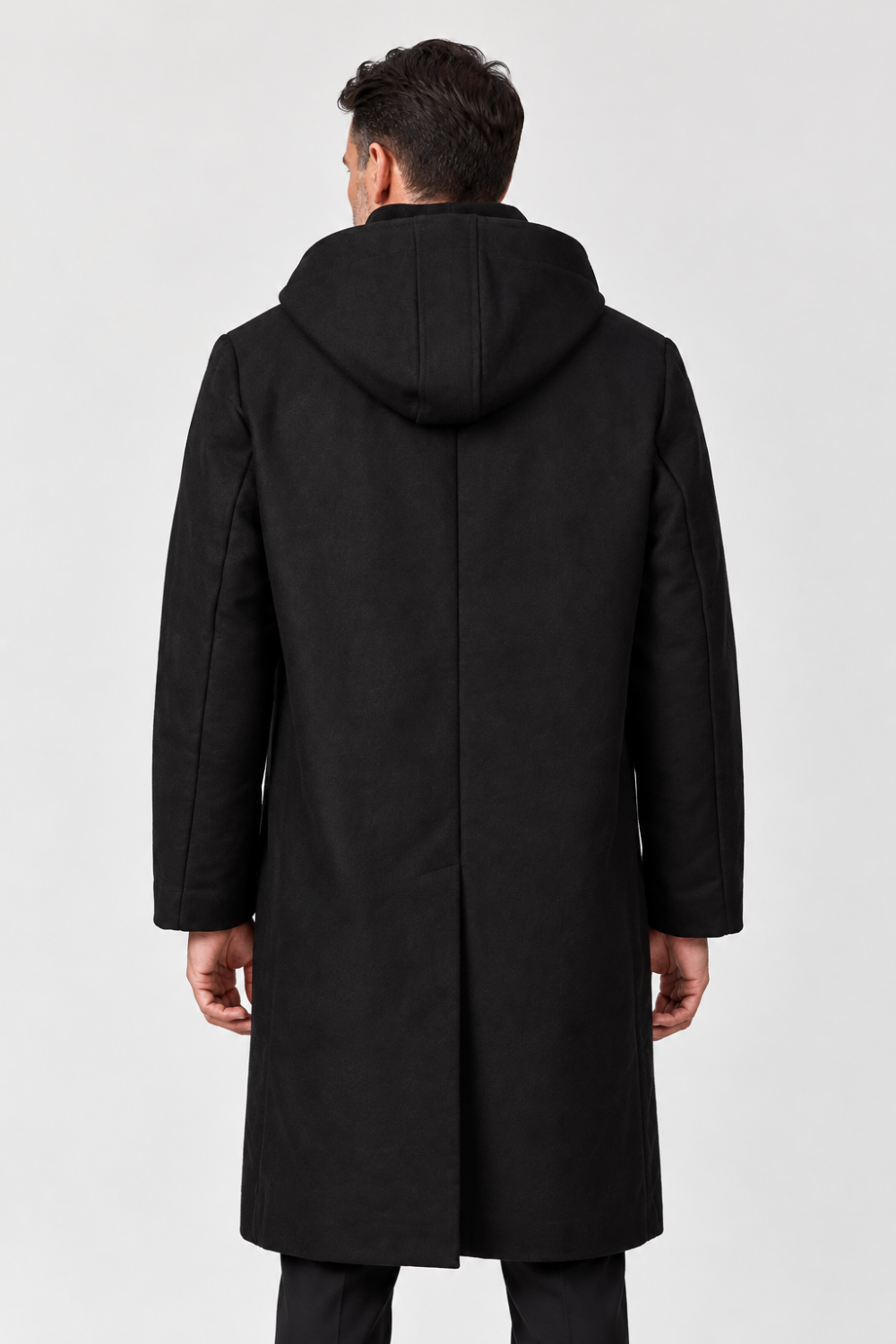 Heavy German Cotton Long Button-Up Parka Jacket Black