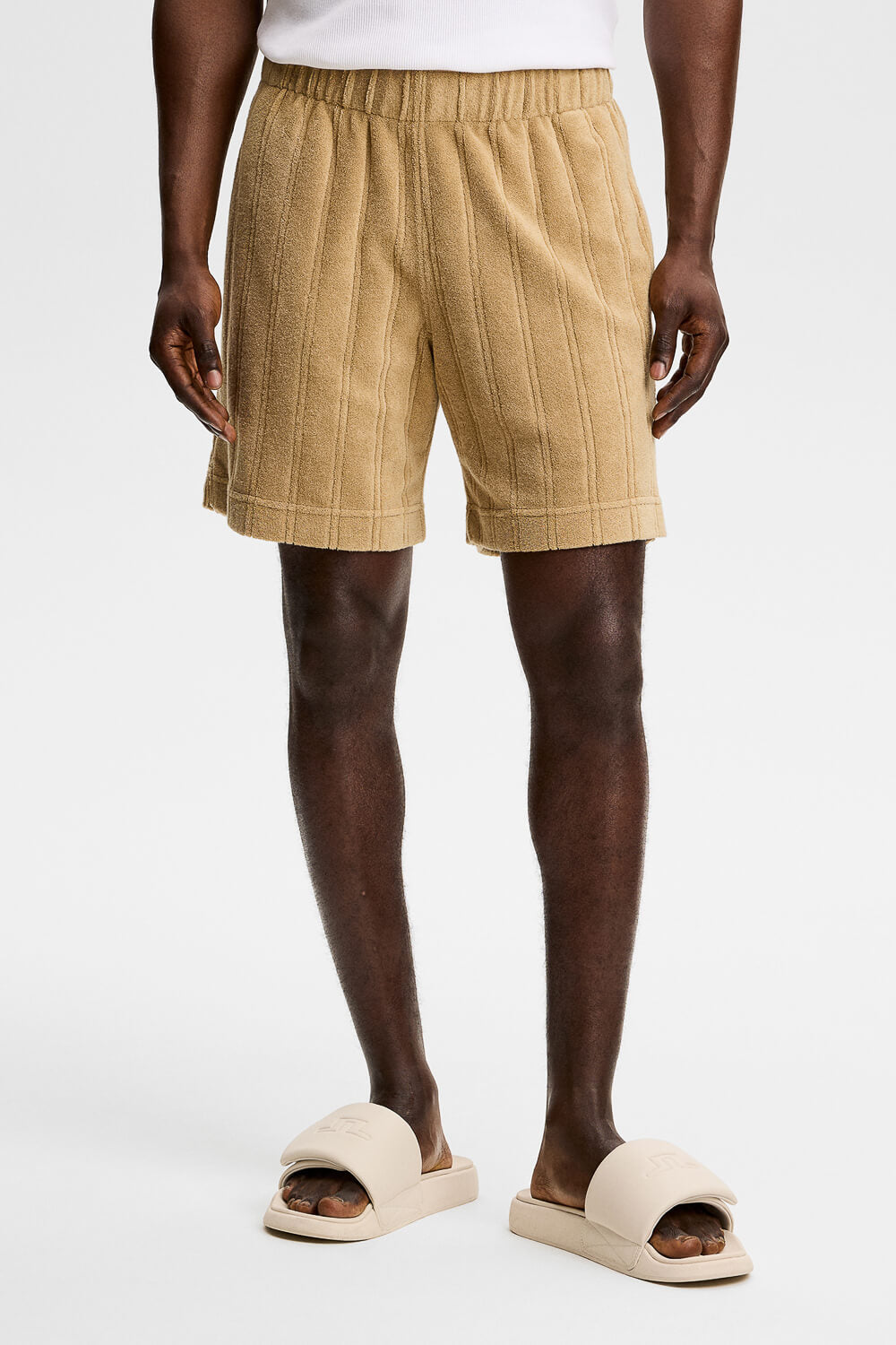 Allan Stripe Terry Shorts Camel