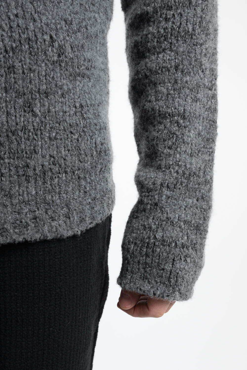 Alpaca Virgin Wool Button-Up Cardigan Charcoal/Grey