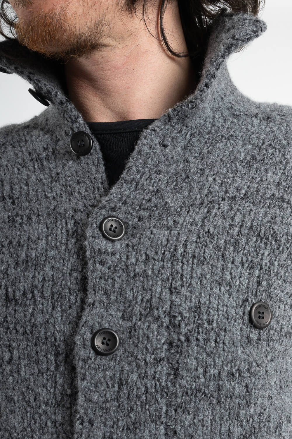 Alpaca Virgin Wool Button-Up Cardigan Charcoal/Grey