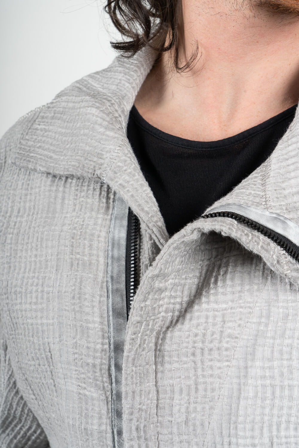 Asymetrique Ondes Zip-Up Jacket Light Grey
