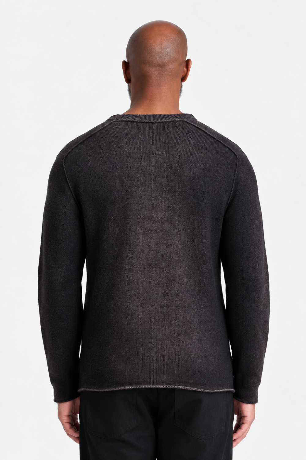 Hand-Sprayed Wool & Cashmere Crew Neck Jumper Charcoal