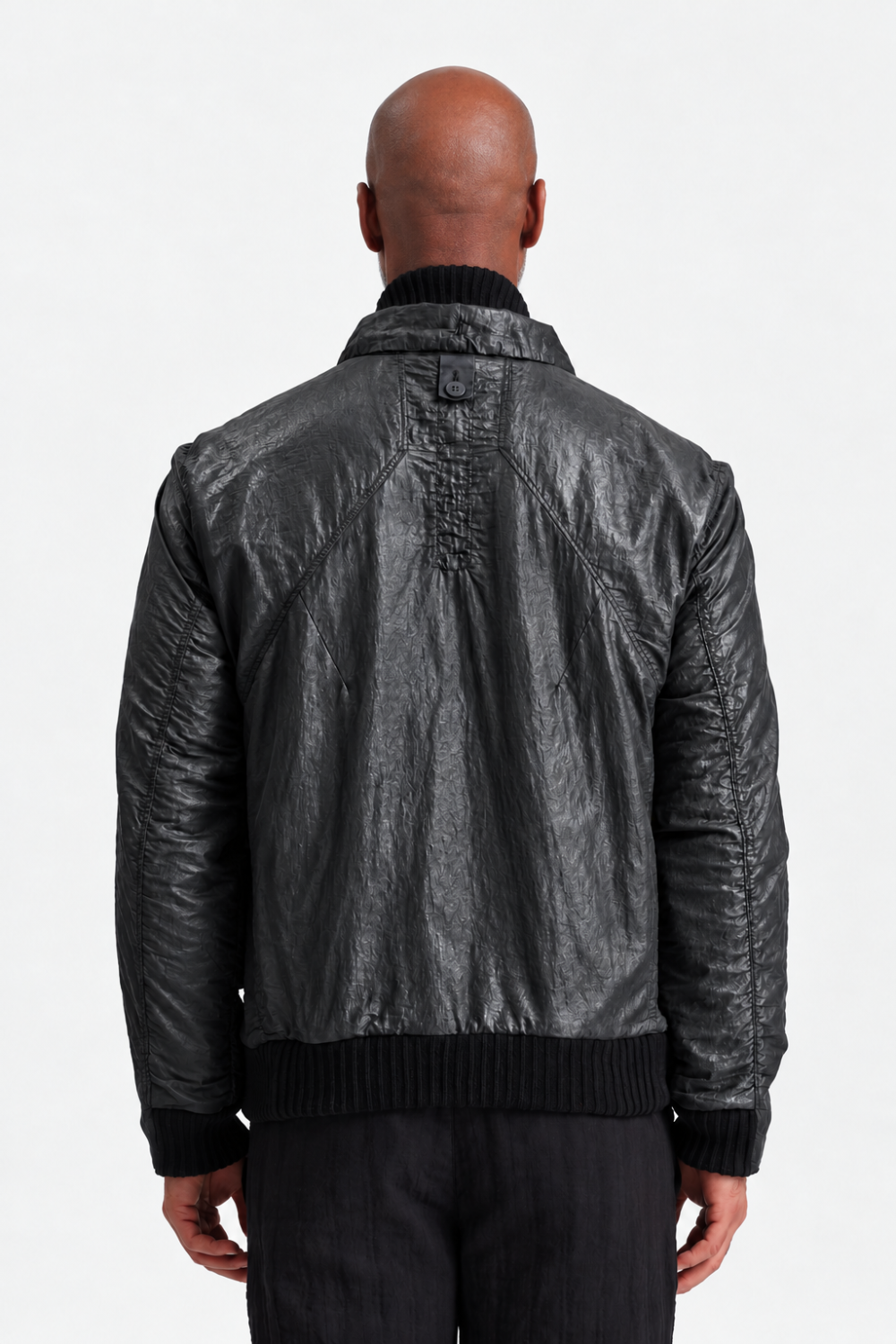 Reversible Water-Repellent Nylon & Herringbone Wool Jacket Black