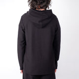 Ribbed Cotton Hoodie Black