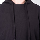 Ribbed Cotton Hoodie Black