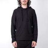 Ribbed Cotton Hoodie Black