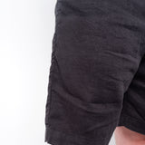 Drawstring Linen Shorts Black