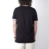 Cotton/Linen Raw Neck T-Shirt Black