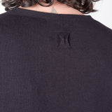 Cotton/Linen Raw Neck T-Shirt Black