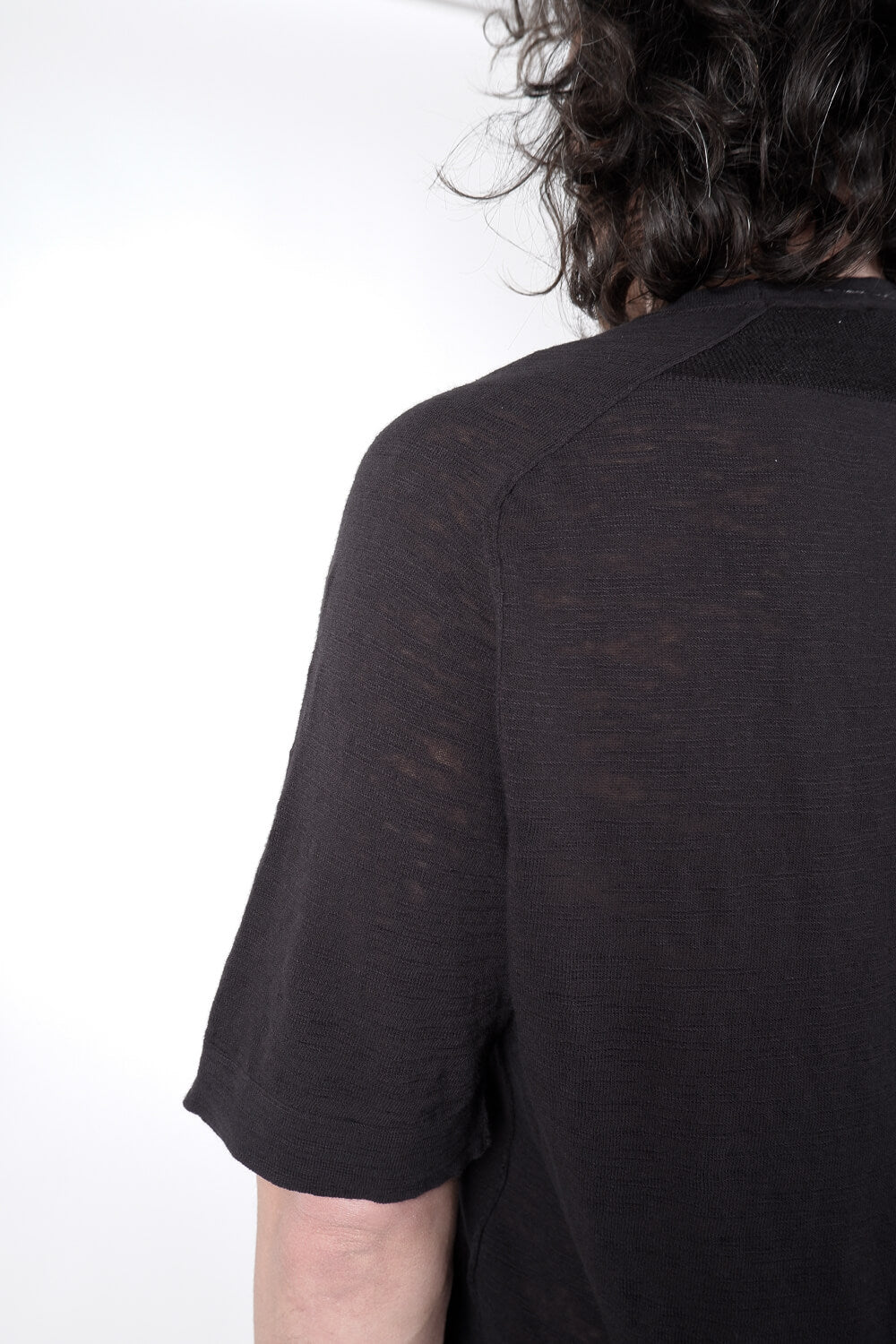 Raw Edge Linen T-Shirt Black