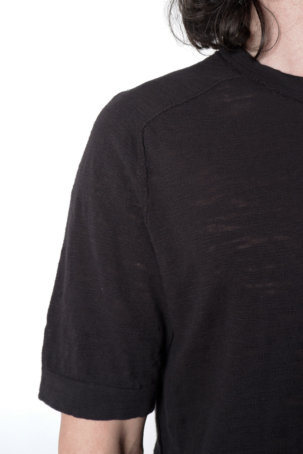 Raw Edge Linen T-Shirt Black