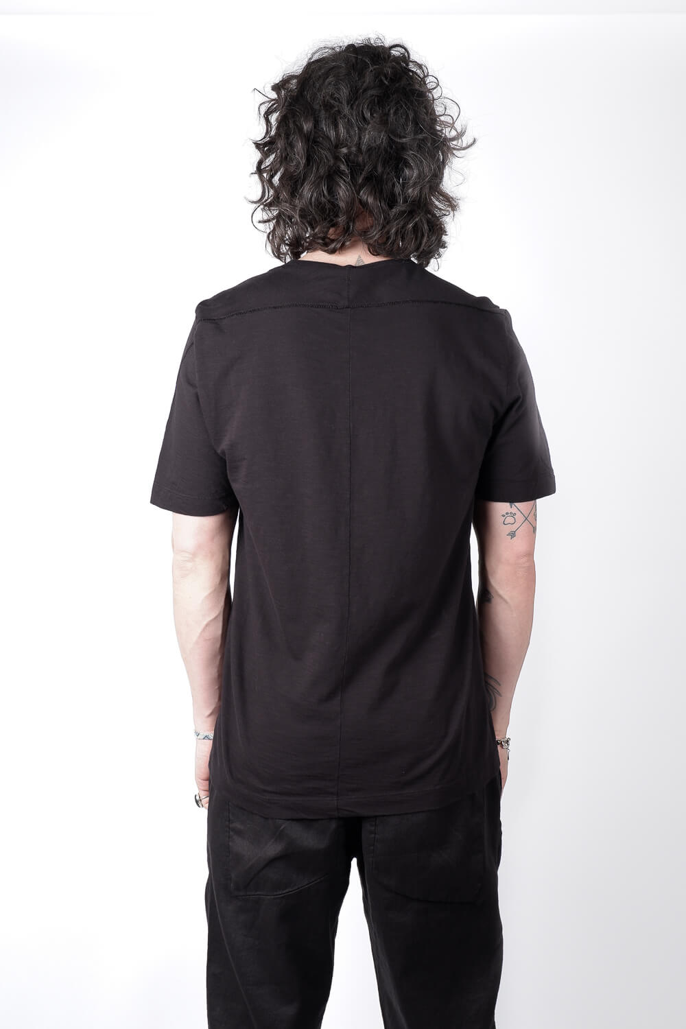 Textured Detail Cotton T-Shirt Black