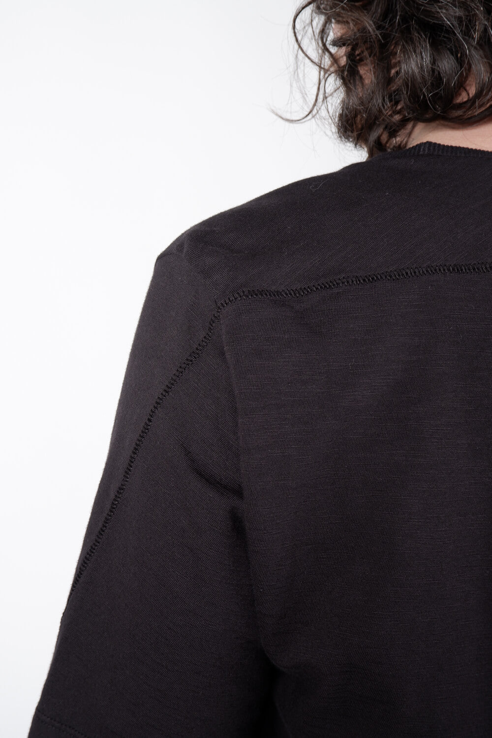 Textured Detail Cotton T-Shirt Black