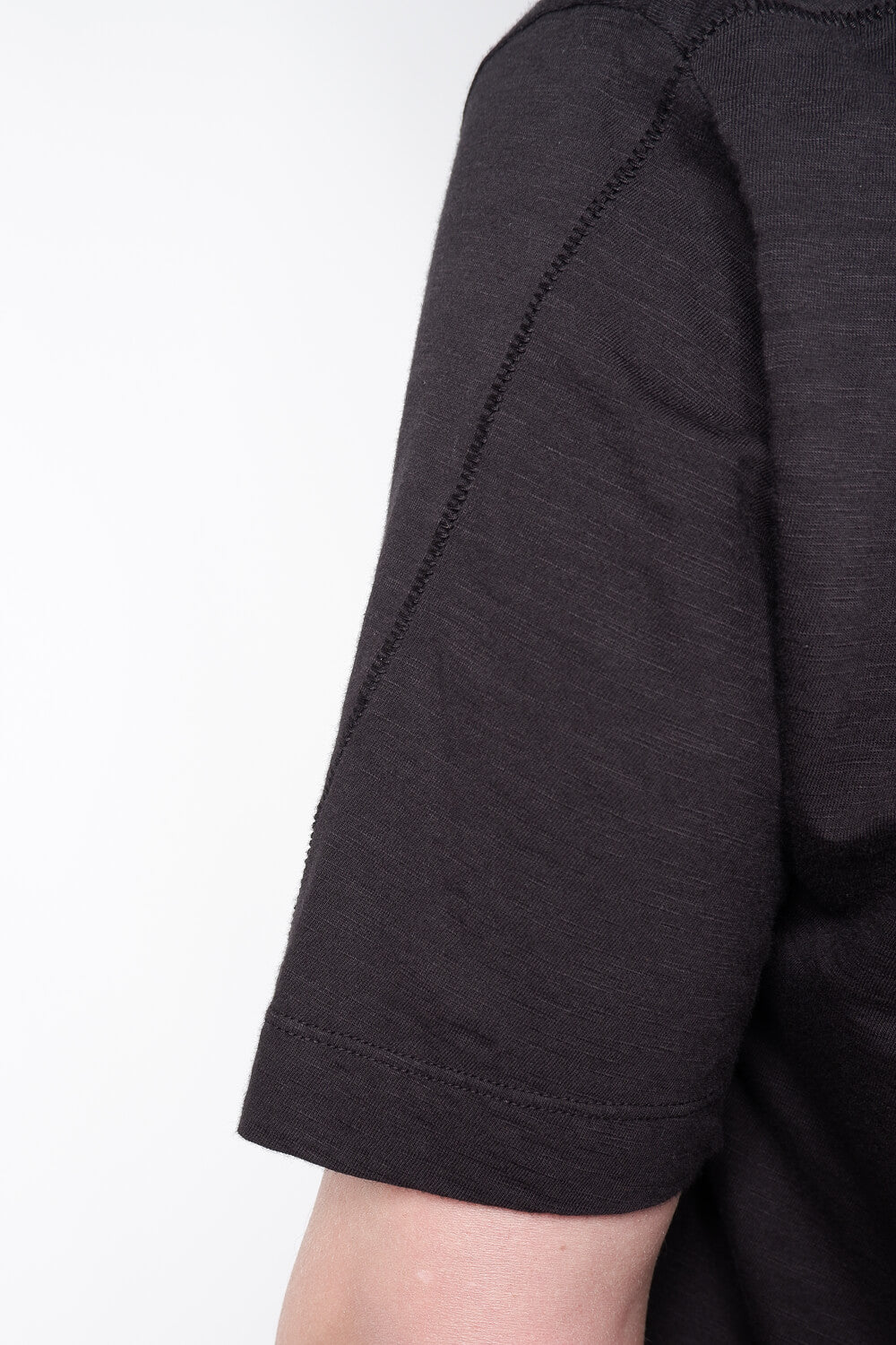 Textured Detail Cotton T-Shirt Black