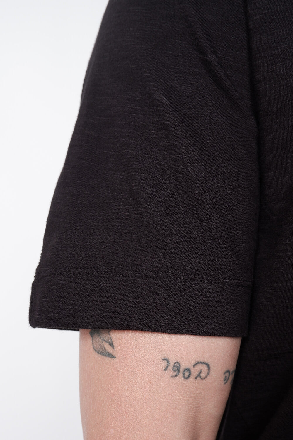 Textured Detail Cotton T-Shirt Black