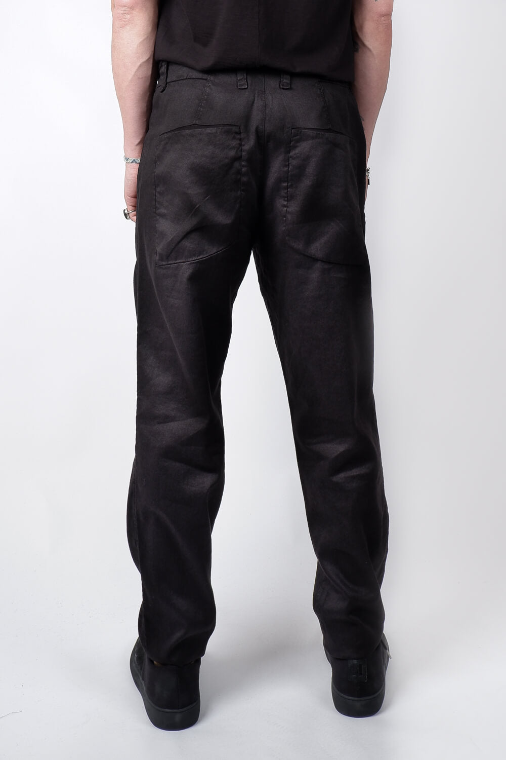 Regular Fit Cotton/Linen Chinos Black