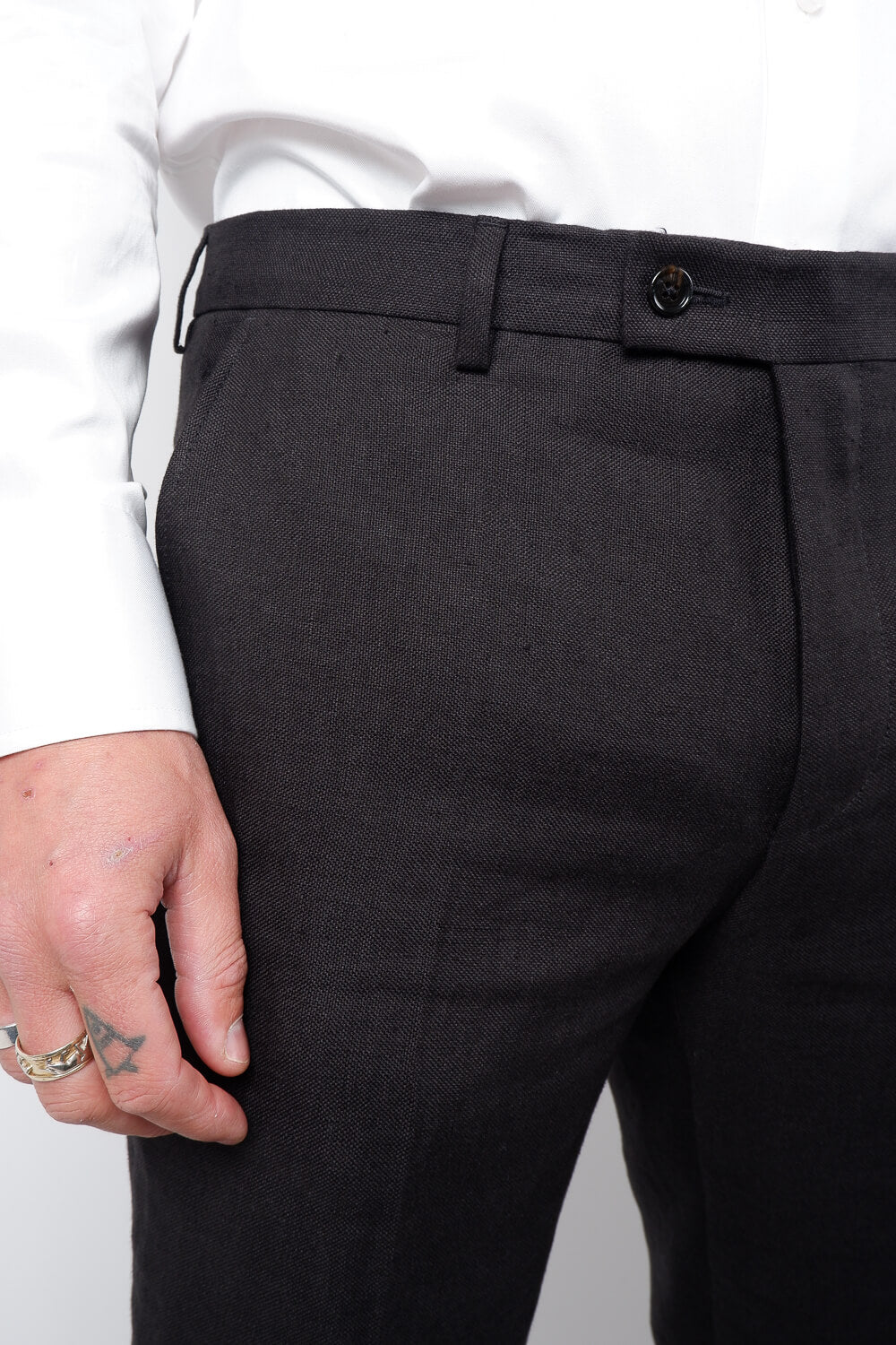 Craig Linen Trouser Black