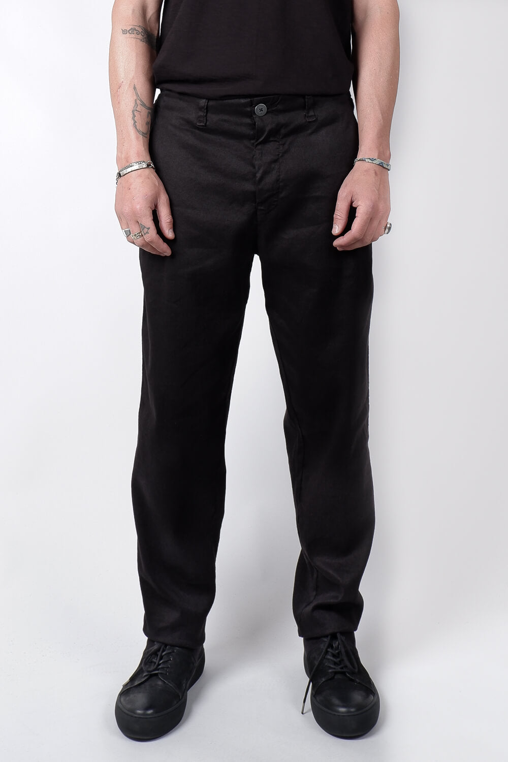 Regular Fit Cotton/Linen Chinos Black