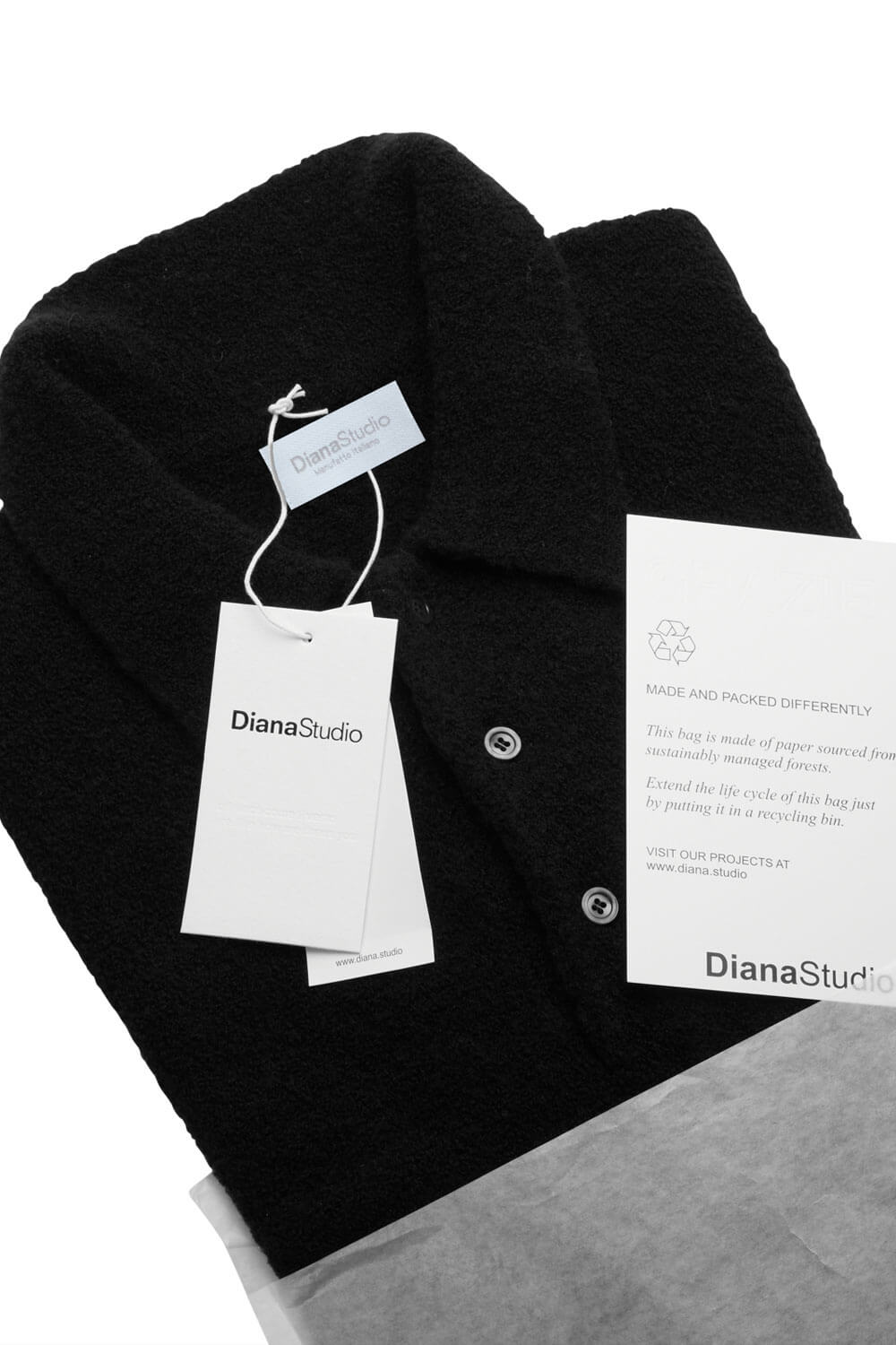 Boiled Wool L/S Polo Black