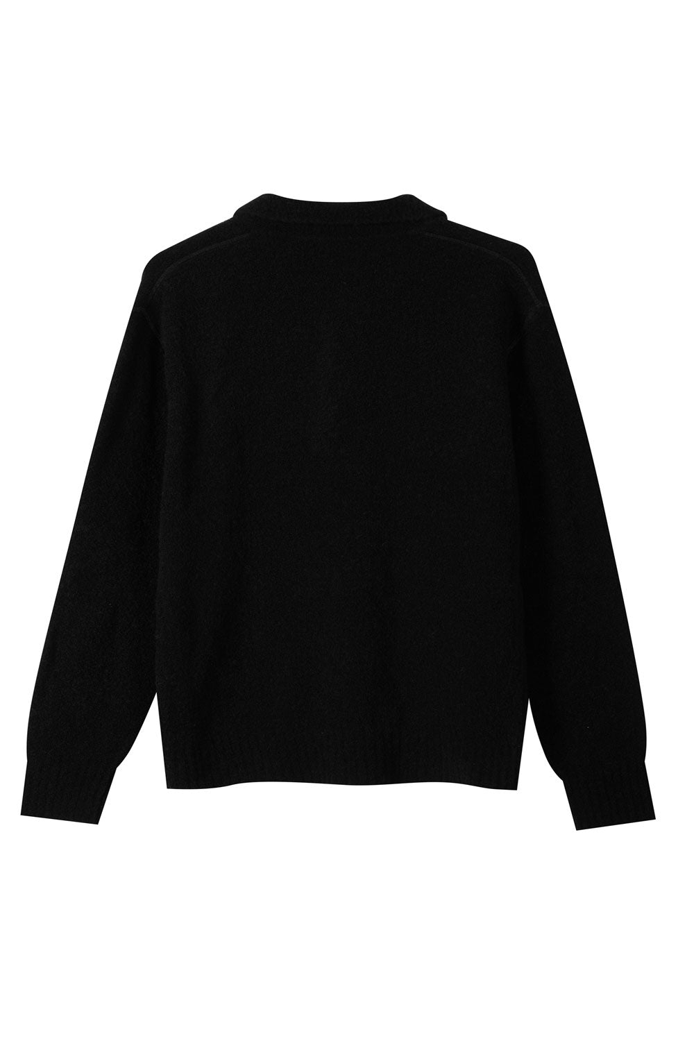 Boiled Wool L/S Polo Black