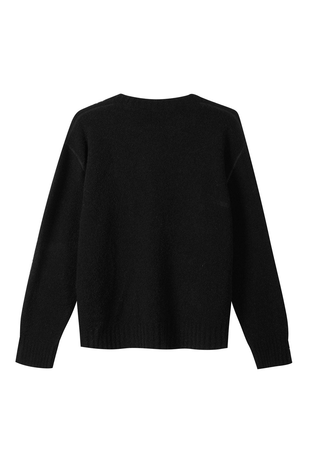 Boiled Wool Round Neck Sweater Black