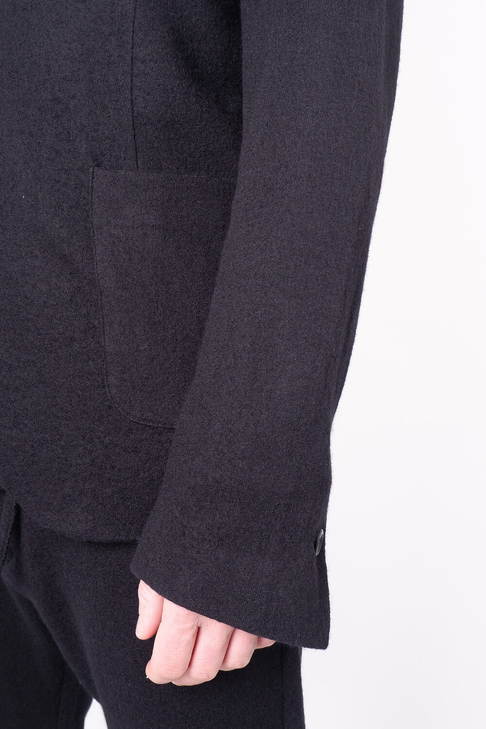 Boiled Wool Button-Up Blazer Black