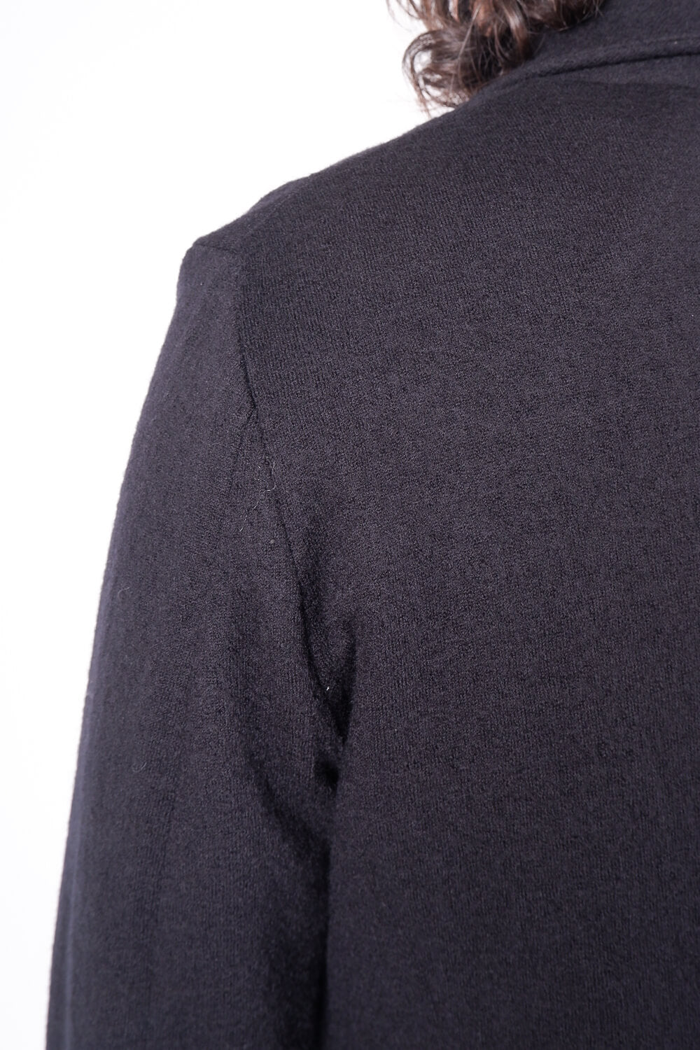 Boiled Wool Button-Up Blazer Black