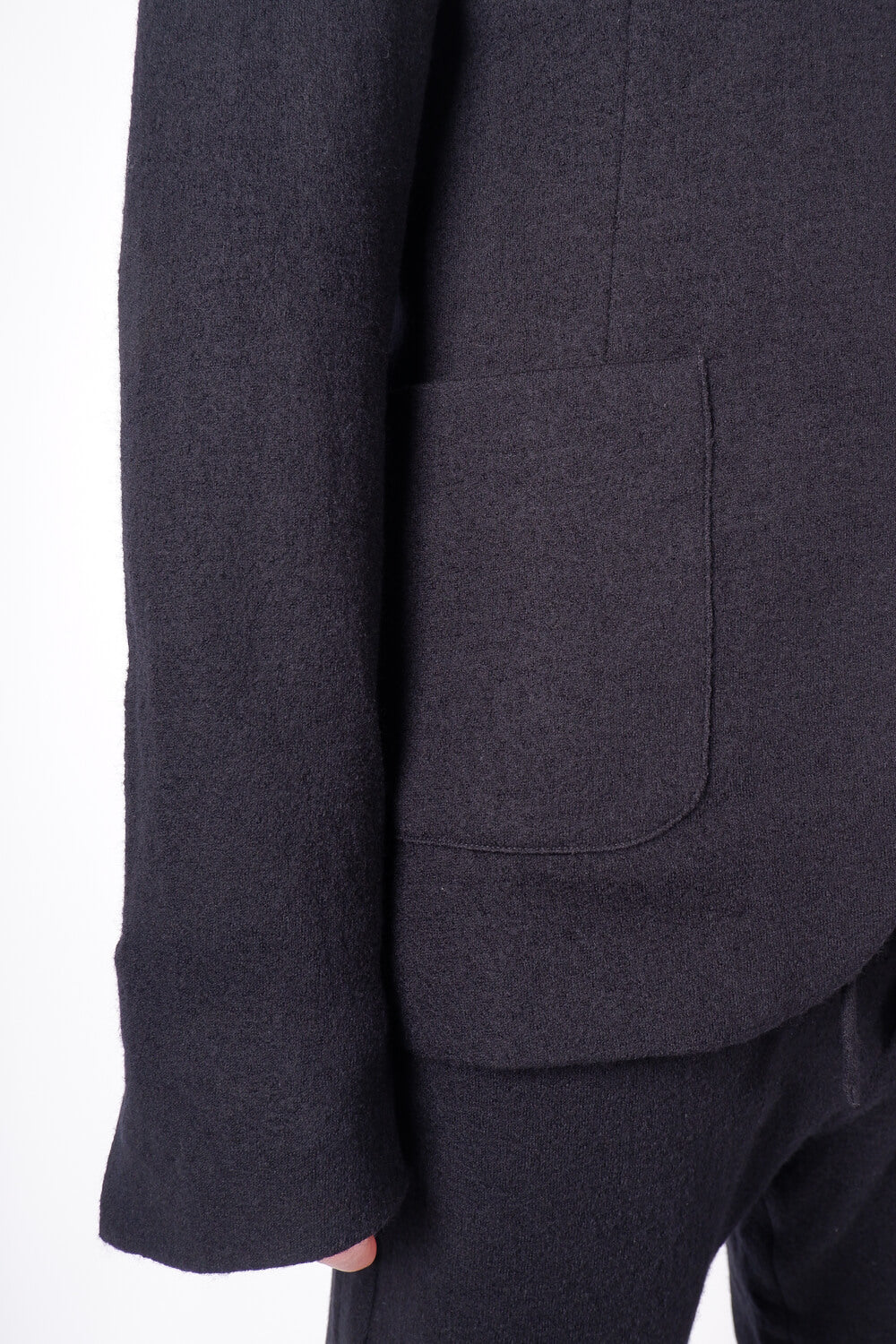 Boiled Wool Button-Up Blazer Black