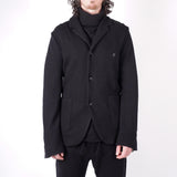 Boiled Wool Button-Up Blazer Black